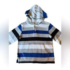 Gymboree Toddler Hoodie Size 2T Blue Gray White Stripe Pullover Button Close